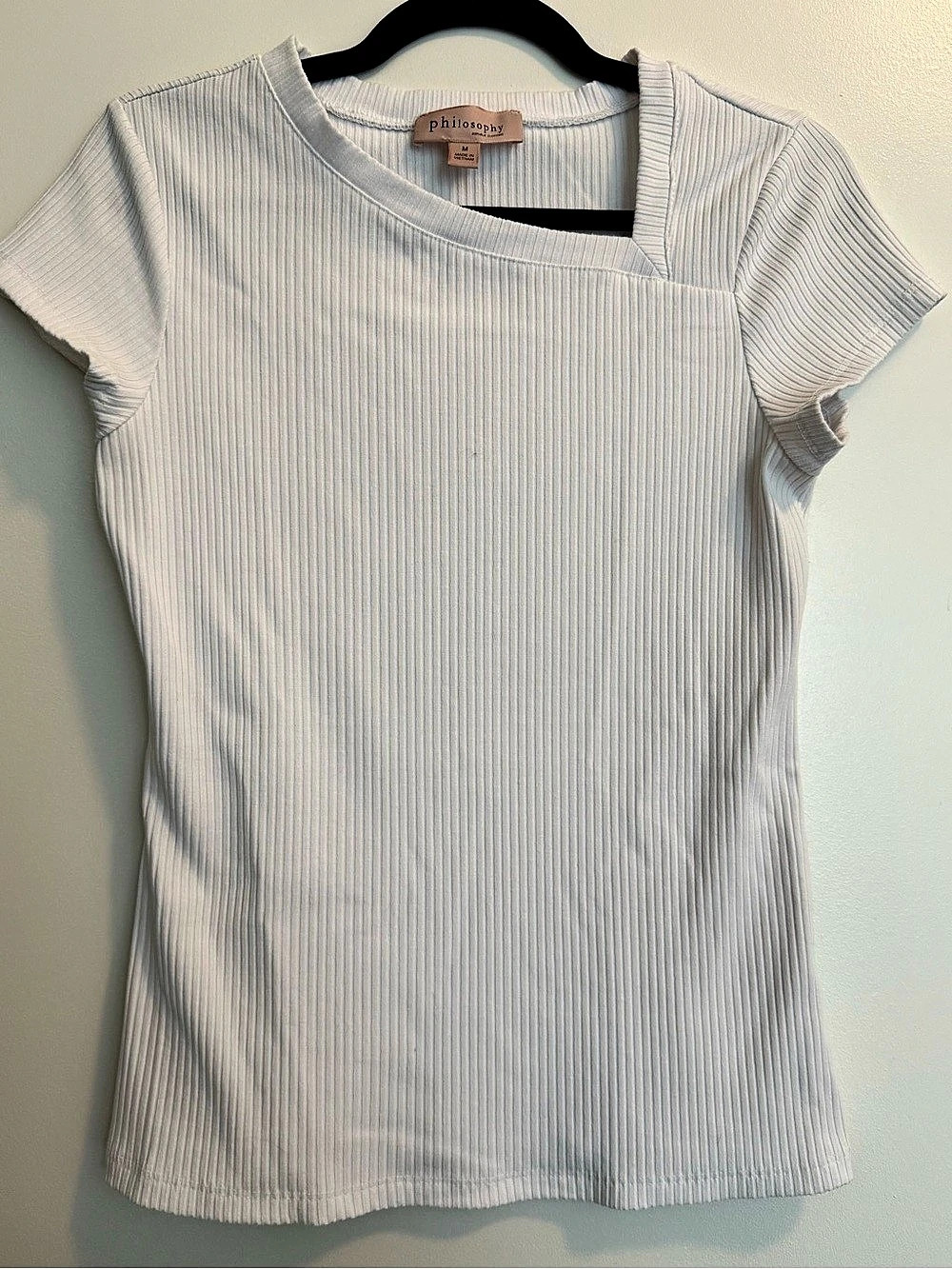 Philosophy Ribbed Short Sleeve Tee White Medium Like New